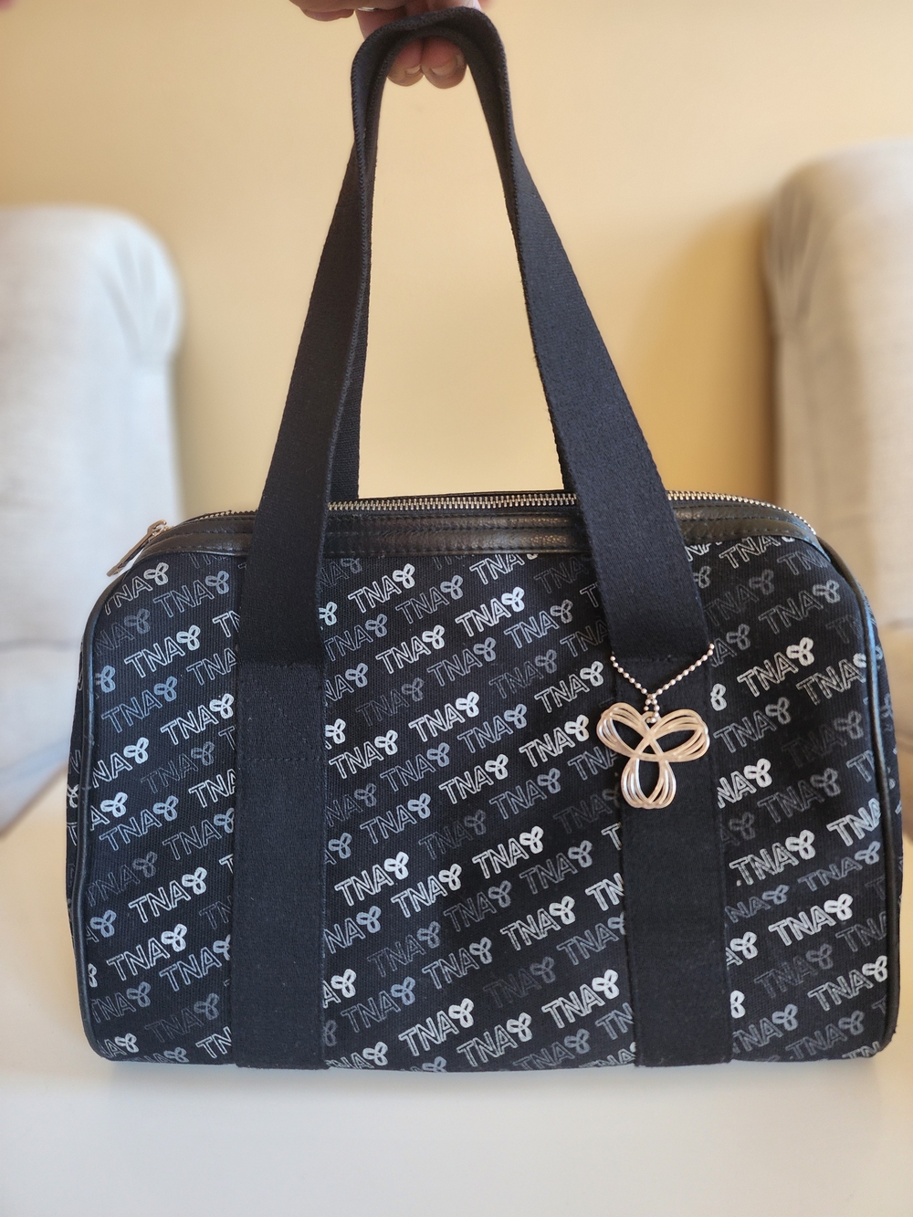 Aritzia TNA Y2K Logo Duffel Bag Black Nylon Weekender Tote